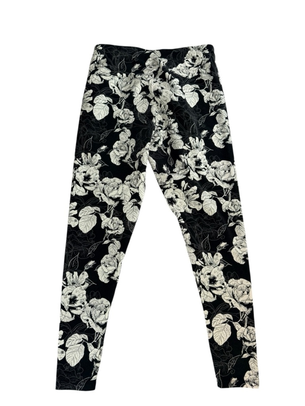 Soft Surroundings Black White Floral Leggings Womens Medium Stretch pant Size M - Picture 2 of 7